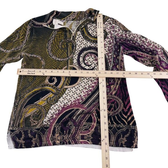 Chicos Size 1 Medium Multicolor Paisley Thin Lightweight Pullover Sweater - Picture 4 of 4
